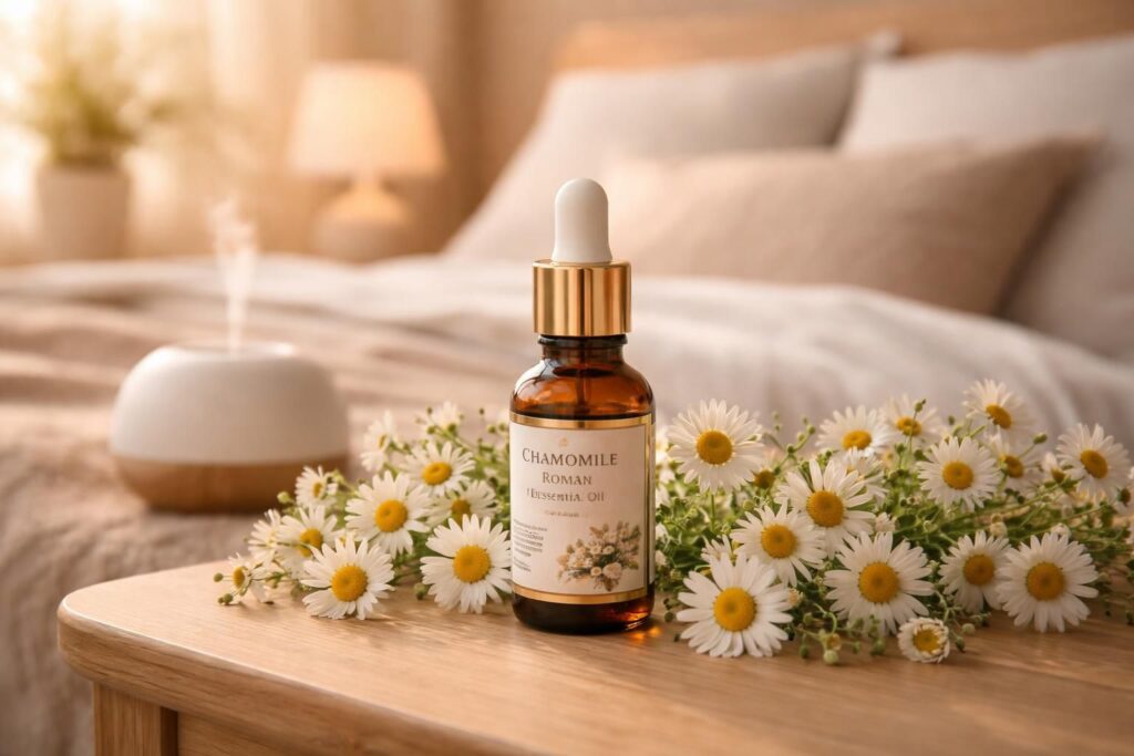 découvrez les bienfaits apaisants de l'huile essentielle de camomille romaine, un remède naturel pour améliorer votre sommeil et favoriser la détente.